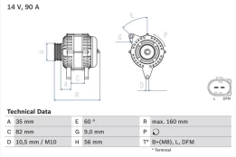BOSCH 0 986 044 300 Alternator kaina