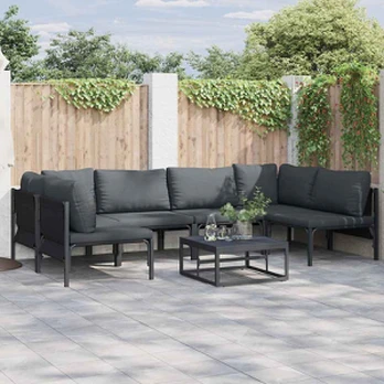 Sodo Sofų Rinkinys 7 pcs Antracito Plienas