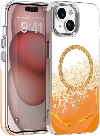 Dėklas Telforceone Epoxy Mag case for iPhone 15 6,1' oranžinis