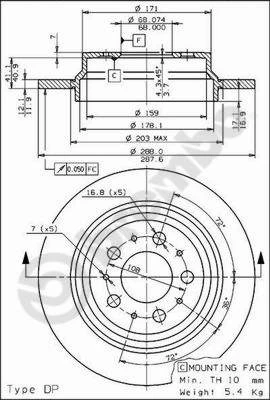 Stabdžių diskas BREMBO 08.7765.75