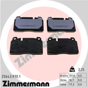 Stabdžių trinkelių rinkinys, diskinis stabdys ZIMMERMANN 25643.970.1