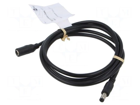Cable | DC 5,5/2,5 plug,DC 5,5/2,5 socket | straight | black | 1.5m