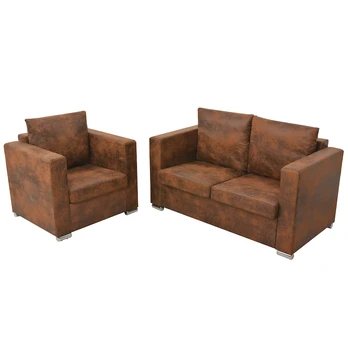 Sofa Sofos komplektas, 2d., dirbtine zomšos oda (244701+244702)
