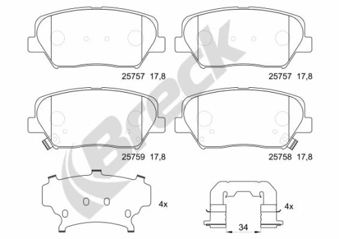 BRECK 25757 00 701 00 Brake pad set