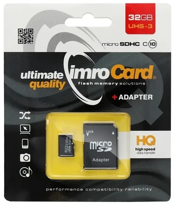 IMRO atminties kortelė Micro SD 32GB 100MB/s class 10 UHS 3 su SD adapteriu