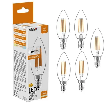 LED lemputė AVIDE 6.5W E14 4000K 5vnt
