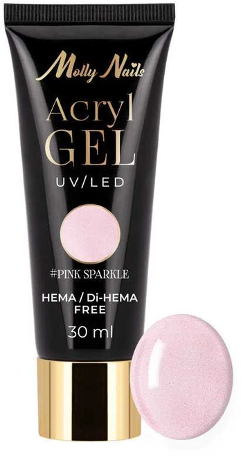 Polygelis Molly Nails, Rožinė Sparkle, 30 ml