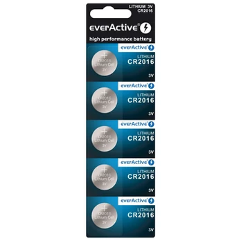 „everActive CR2016-5BB“ lizdinių plokštelių pakuotė, 5 vnt.