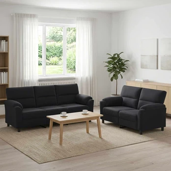 Sofa Sofos komplektas 2 vnt. Juoda Aksomas