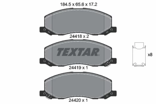 Stabdžių trinkelių rinkinys, diskinis stabdys TEXTAR 2441801