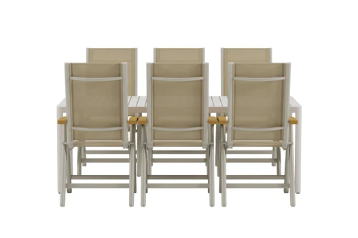 Giardini Table - Beige with 6 Panama Chair - Beige