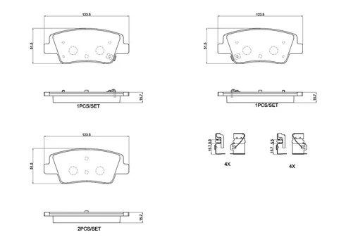 Stabdžių trinkelių rinkinys, diskinis stabdys BREMBO P 30 152