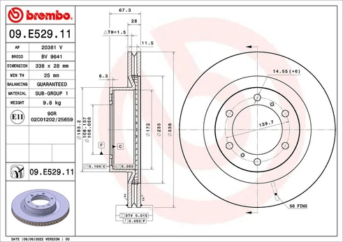 Stabdžių diskas BREMBO 09.E529.11