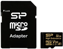 Silicon Power memory card microSDHC 32GB High Endurance + adapter kaina