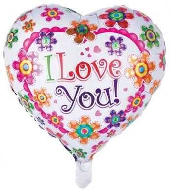 Globos Europe Bv Folieballon hjerte med blomster