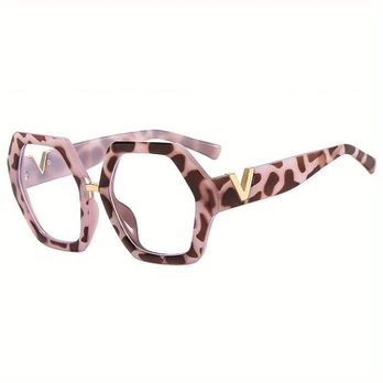 Moteriški akiniai, Jelly Pink Leopard Baltas objektyvas