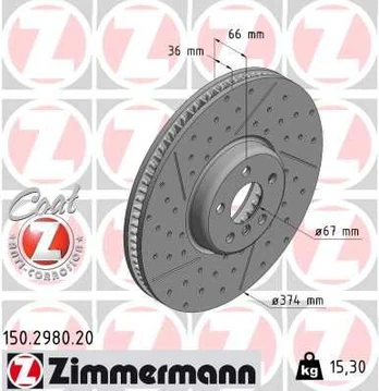 Stabdžių diskas ZIMMERMANN 150.2980.20