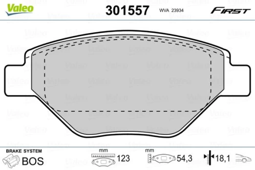 Stabdžių trinkelių rinkinys, diskinis stabdys VALEO 301557