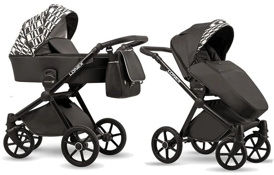 Universalus vežimėlis Lonex Emotion Print XT03 2in1, Black