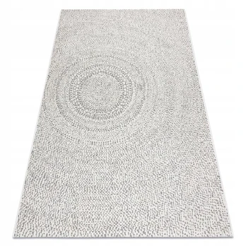 Plokščiai austas kilimas su ratais 80x150 cm, kreminis/pilkas