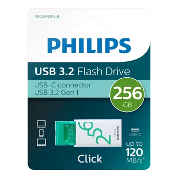 Pendrive Philips USB 3.2 256GB Click Series Gen 1 USB-C