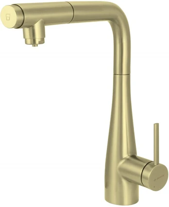 Kitchen faucet with water filter connection with pull-out spout