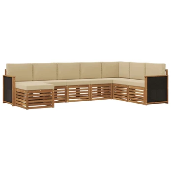 Lauko sofos komplektas su pagalve 6 pcs Natūrali