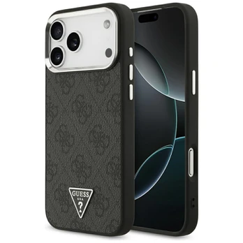 Dėklas Guess 4G Triangle Logo MagSafe Case for iPhone 17 Pro Max / 18 Pro Max - Juodas & Sidabrinis