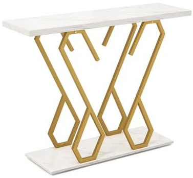 Promotions Konsolinis stalas, 100x30x79 cm, Balta & Aukso