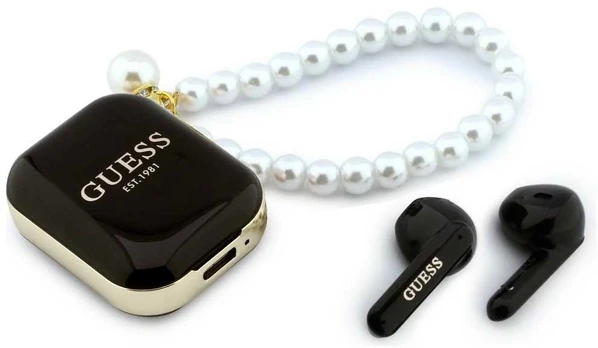 Ausinės TWS Guess Pearl Strap juoda