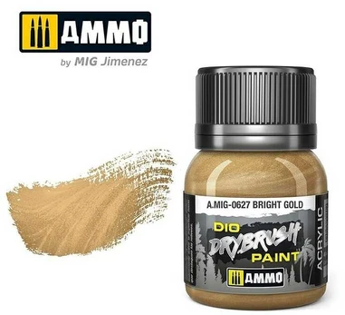 Vallejo AMMO by MIG Jimenez AMMO MIG - Sendinimo priemonė DRYBRUSH Bright Gold, 40ml, 0627