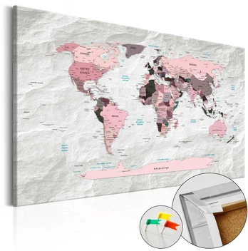 Artgeist Kamštinis paveikslas - Rožinė Continents [Cork Map]