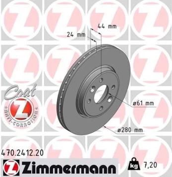 Stabdžių diskas ZIMMERMANN 470.2412.20