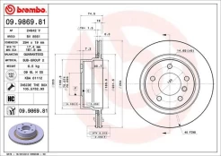 Stabdžių diskas BREMBO 09.9869.81 kaina