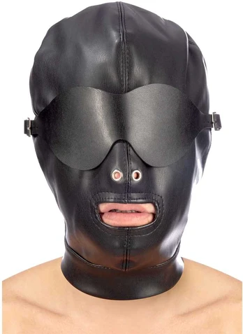 Fetish Tentation Hood in leatherette with removable mask