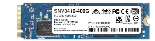 SSD|SYNOLOGY|SNV3400|400GB|M.2|PCIE|NVMe|Write speed 750 MBytes/sec|Read speed 3000 MBytes/sec|TBW 491 TB|MTBF 1800000 hours|SNV