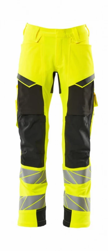 Trousers 19079 stretch, hi-vis CL2, yellow/black 82C46, Mascot