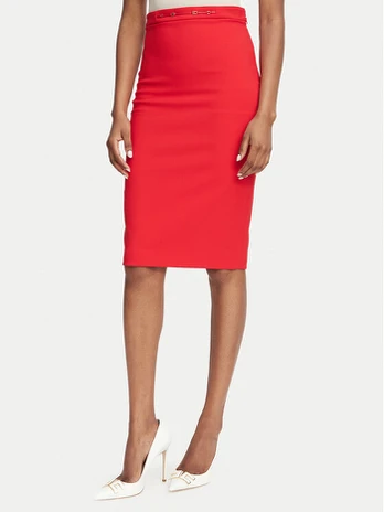 Elisabetta Franchi Tiesus sijonas GO-223-66E2-V320 Raudona Slim Fit