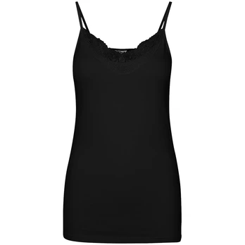 Marškinėliai moterims, Juoda, VMINGE LACE SINGLET