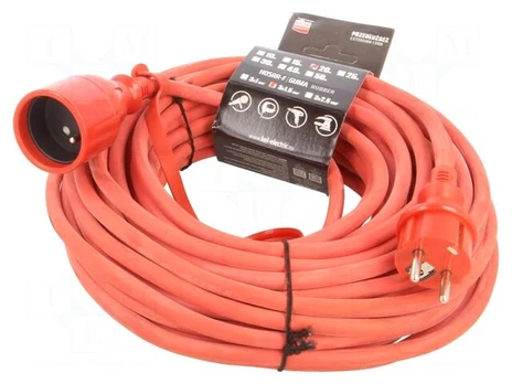 Extension lead | 3x1.5mm2 | Sockets: 1 | rubber | red | 20m | 16A