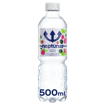 Gazuotas stalo vanduo NEPTŪNAS LIME RASPBERRY, 500 ml