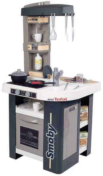 Prekė su pažeista pakuote. Vaikiška virtuvėlė Smoby Studio Kitchen Tefal, balta sp./pilka sp.