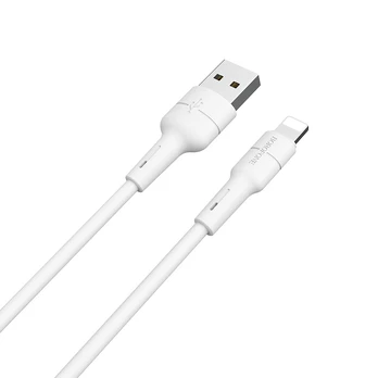 USB kabelis Borofone BX30 Lightning 1.0m silikoninis baltas