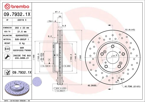 Stabdžių diskas BREMBO 09.7932.1X