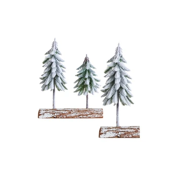 Lean Christmas Tree Composition Decoration on a Trunk Covered with Snow 34 x 28 cm