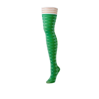 Kix'ies Par 4 Thigh-High Stockings D Žalias - Argyle No-Slip Design