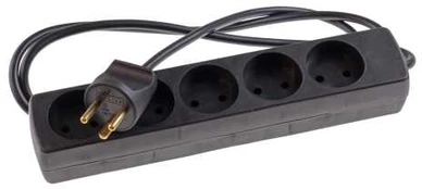 Mercodan EL-stikd?se med 5 udtag m/jord, 1,5m ledning, sort,