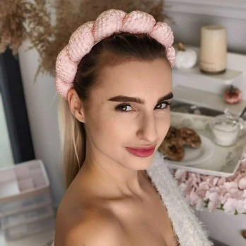 Eu Sandelis Rožinis plaukų lankelis su stora pyne O419R
