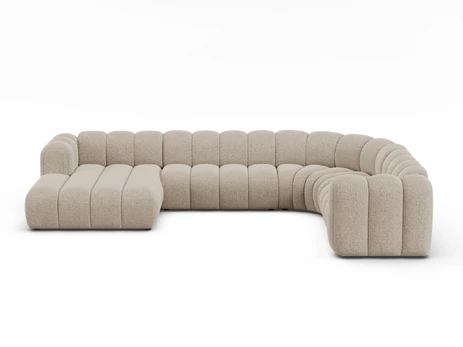 Modular Panoramic Right Corner Sofa, "Lupine", 6 Seats, 370x280x70, Dark Beige