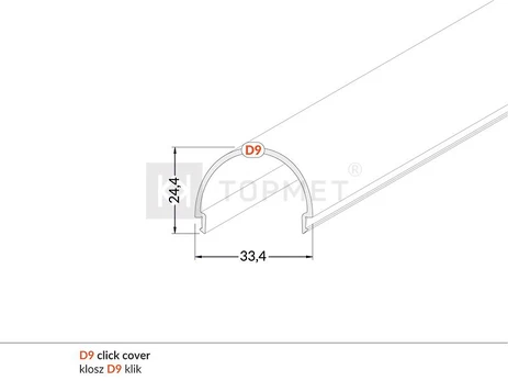 LED juostos profilio dangtelis D9 CLICK, baltas, 2m